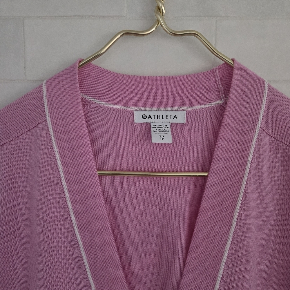 Athleta Lightweight Merino Wool Lyocell Button Cardigan Sweater Quartz Pink XS - Picture 3 of 8